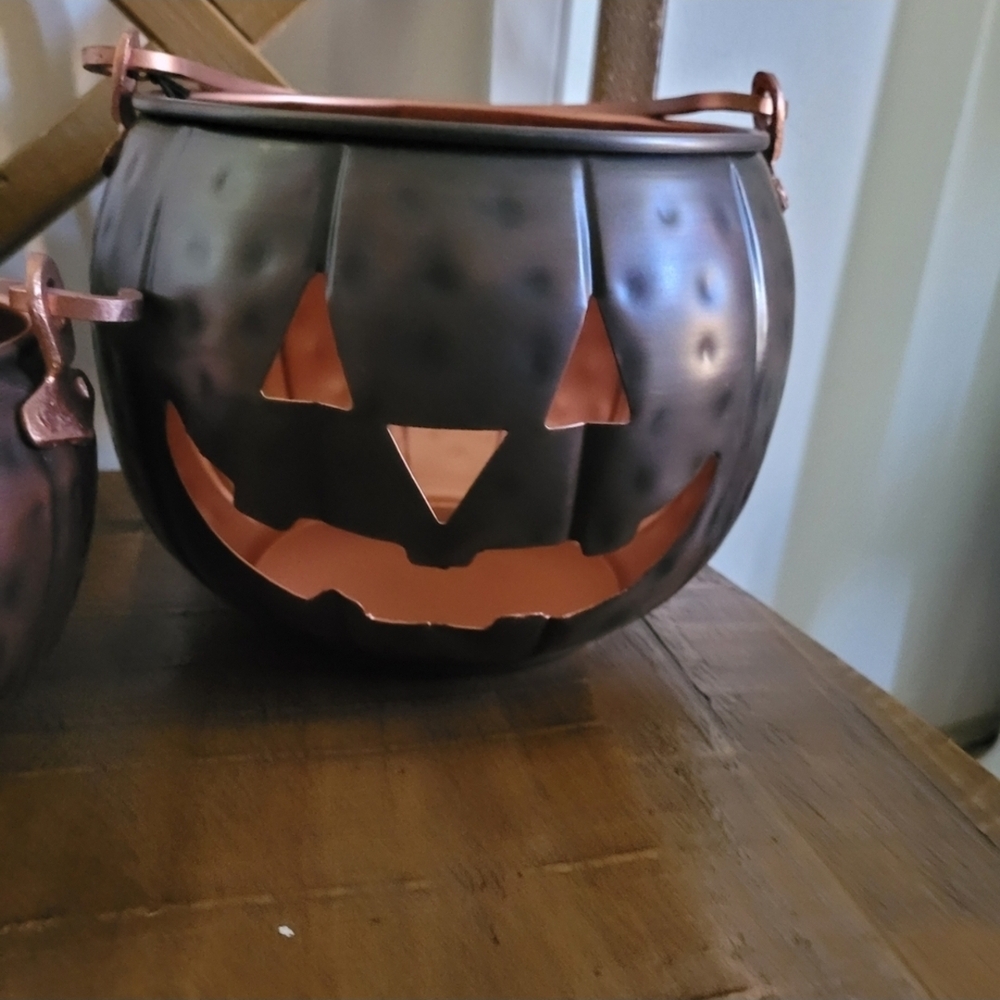 Copper Halloween Pumpkin Buckets x2 - Picture 3 of 9